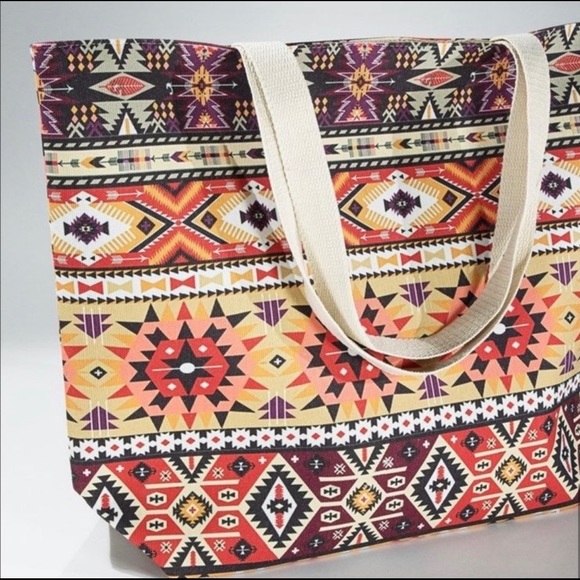 New! Sale 🎉 Aztec Print Handemade Canvas Heavy Duty Bag Tote - Picture 5 of 6